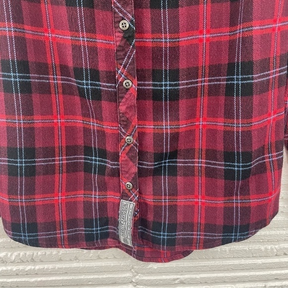 Harley Davidson Flannel Shirt Red & Blue Plaid "Ain't No Darling" Graphic Medium - Picture 6 of 16
